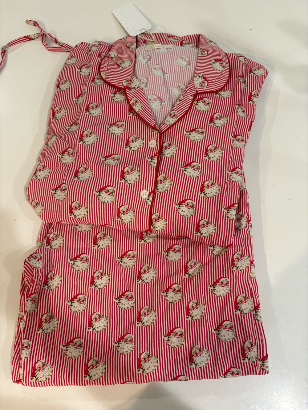 Striped Pink Floral Button-Front Pajama Set Large